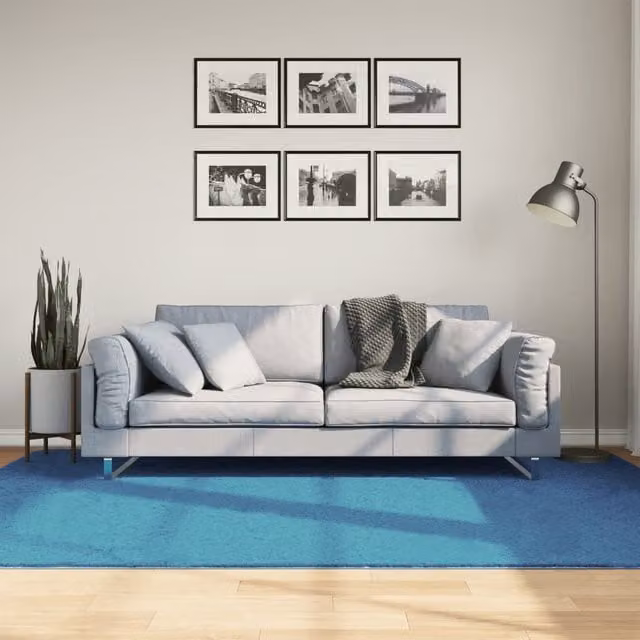 Berkfield Home OVIEDO Short Pile Rug in Turquoise Blue, W: 160 cm, L: 230 cm – 1
