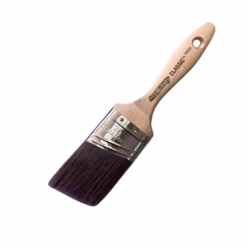 Arroworthy Classic Semi-Oval Angle Beaver Tail Nylon Brush with 2 inch Short Handle in Brown