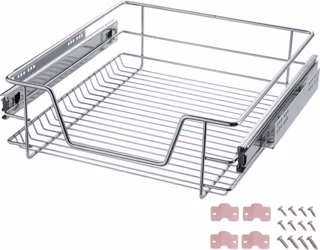 TECTAKE Telescopic Drawer with Runners, Grey and Silver, Width: 50 cm