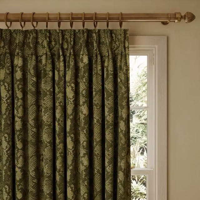 House of Hackney Cobra Velvet Opaque Curtain Panel in Green