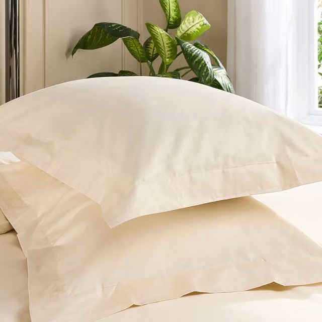 Hotel Pure Luxury 5 Star Oxford Pillowcase Pair in Cream Mako Satin