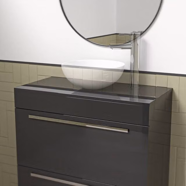 Nes Home Anthracite Moisture Resistant Vanity Cabinet Worktop in Dark Grey W: 900 mm, D: 800 mm