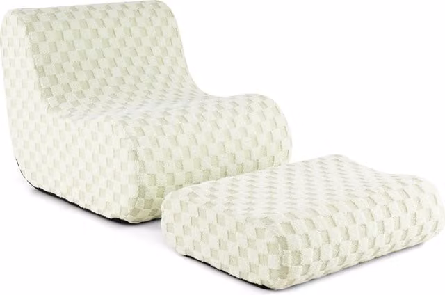 COSTWAY Green Bean Bag Chair with Ottoman and Removable Fabric Cover