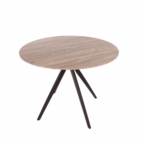 Core Products Aspen Round Grey Oak Dining Table with Black Metal Legs, Diameter: 100 cm, Height: 75 cm – 1