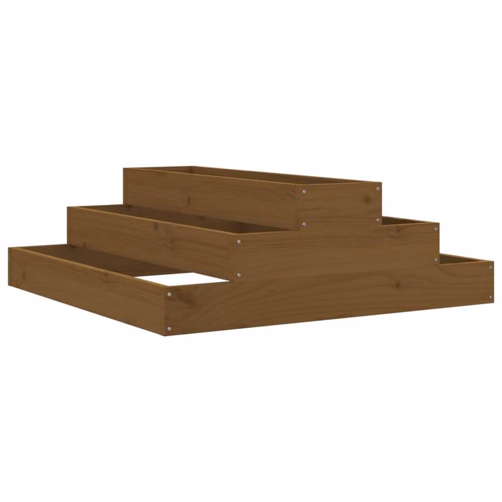 Berkfield Home Solid Wood Pine Planter Tub in Brown, W/D/H: 80 x 80 x 27 cm – 3
