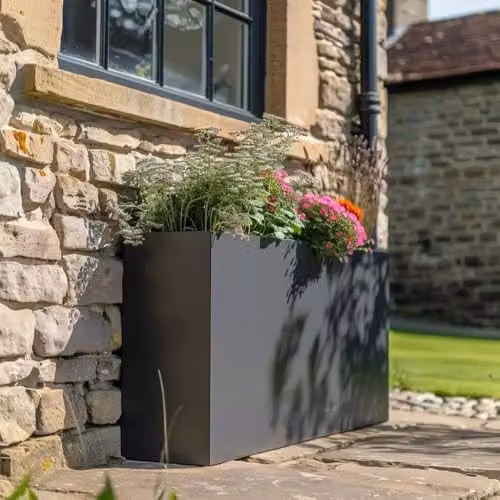 Access Garden Products Galvanised Steel Trough Planter, Grey, W: 25 cm, D: 80 cm, H: 60 cm – 3