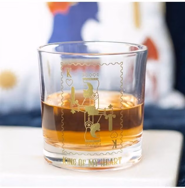 KDMD King of My Heart Gold Card Tumbler Drinking Glass, 300ml, Transparent