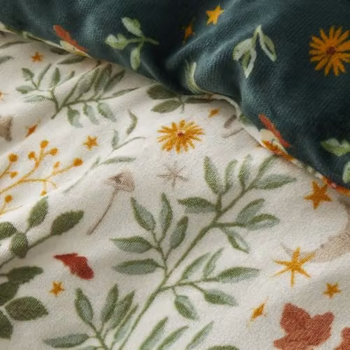Fusion Botanical Mushrooms Single Fleece Duvet Cover Set in Sand, Green and Multicolour, W/D/H: 140 x 200 cm – 3