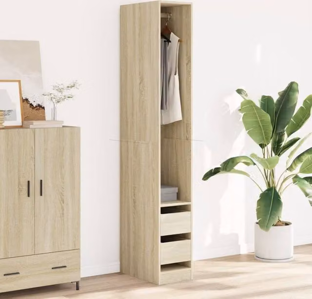 Berkfield Home Sonoma Oak Wardrobe in Brown, W/D/H: 30 x 50 x 200 cm
