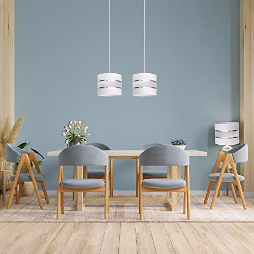 Netlighting Helen Straight Bar Pendant Ceiling Light in White and Silver, 45 cm – 2