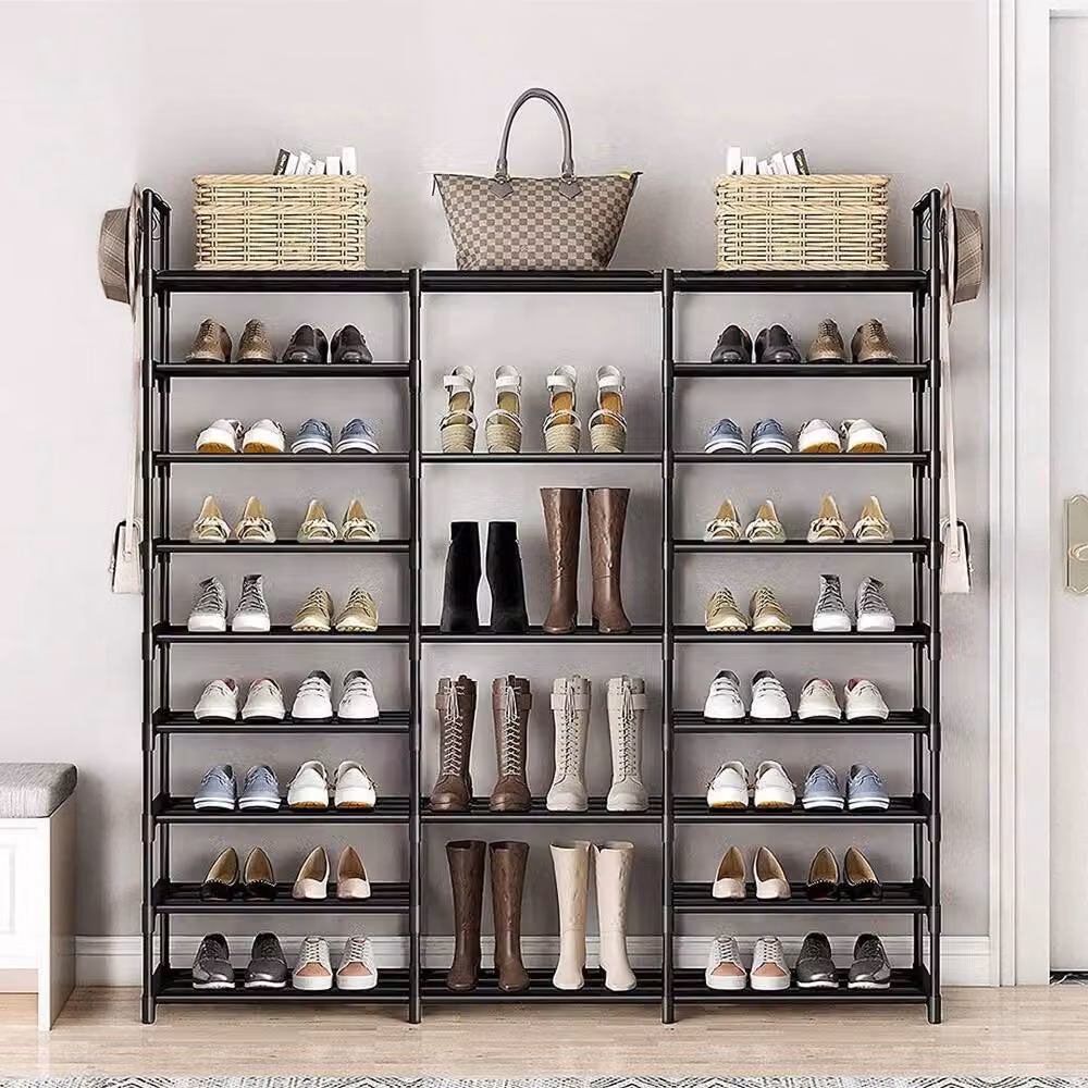KORVIXA 9 Tier Metal Shoe Rack in Black, Width: 90 cm – 3