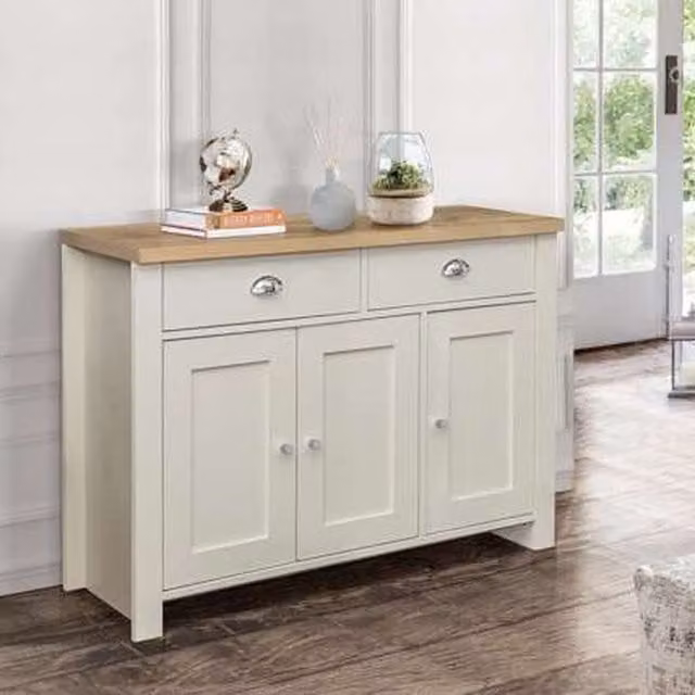 Birlea Highgate Classic 3 Door 2 Drawer Sideboard in Cream and Oak