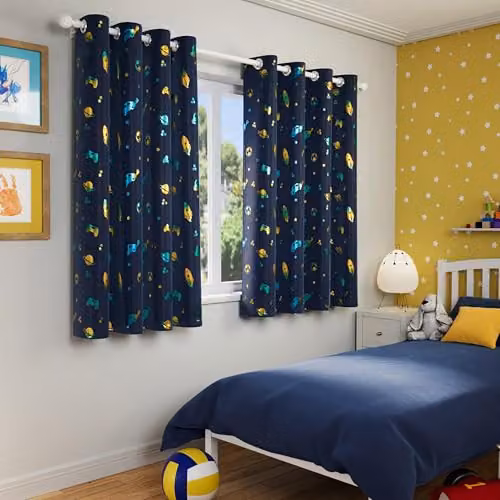 Enhanced Living Infinity Kids Blackout Curtains, Blue, W: 168 cm, H: 183 cm