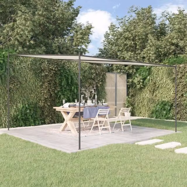 Berkfield Home White Garden Gazebo with Steel Frame and 180 g/m2 Polyester Fabric, 4 x 4 m