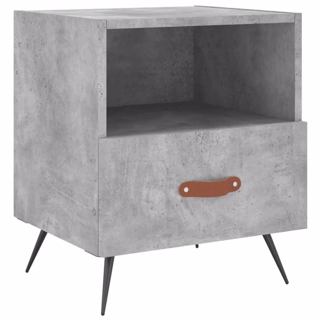 Berkfield Home Set of 2 Modern Bedside Cabinets in Concrete Grey, W: 40 cm, D: 35 cm, H: 47.5 cm – 2