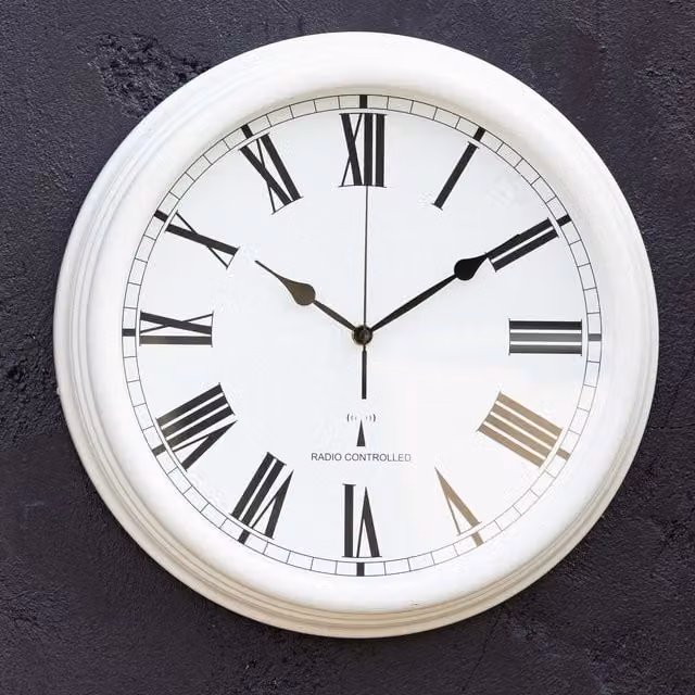 Primrose White Round Analog Radio Controlled Hanging Wall Clock