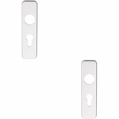 Loops 2 Pack Satin Aluminium Euro Lock Plates for Safety Levers, W: 15.4 cm, H: 4 cm