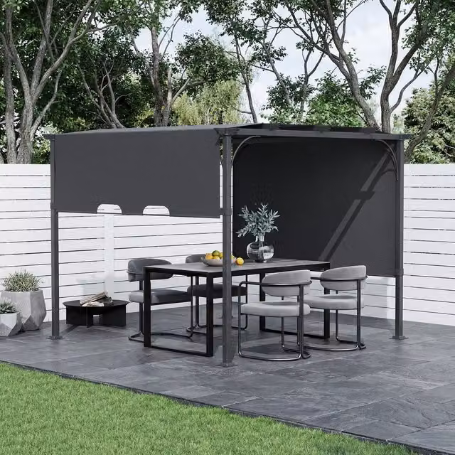 Breeins Garden Pergola with Adjustable Canopy in Black