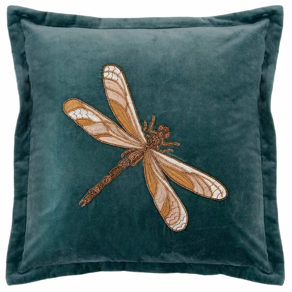 Voyage Maison Aria Feather Filled Velvet Cushion in Petrol Blue, W/D/H: 50 x 50 x 50 cm – 4