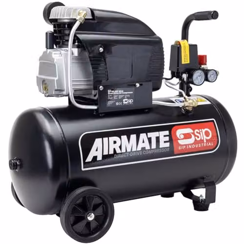 SIP RC2/50 Direct Drive Air Compressor, Black, 50L, 1.5kW, 8 Bar