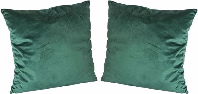 Nicola Spring Pack of 2 Green Square Velvet Cushions, W/D/H: 55 x 55 x 55 cm
