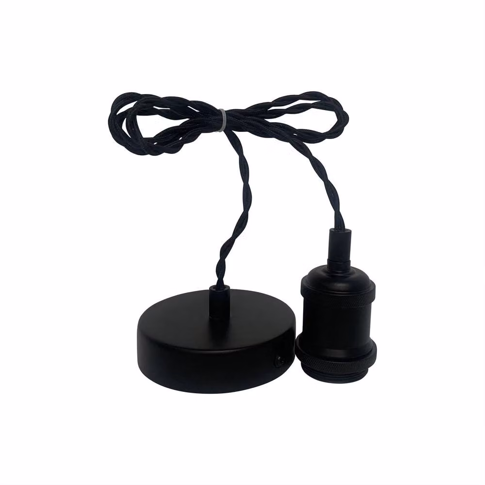 First Choice Lighting Set of 2 Black Retro Ceiling Pendant Flex Kits with E27 Cable – 2