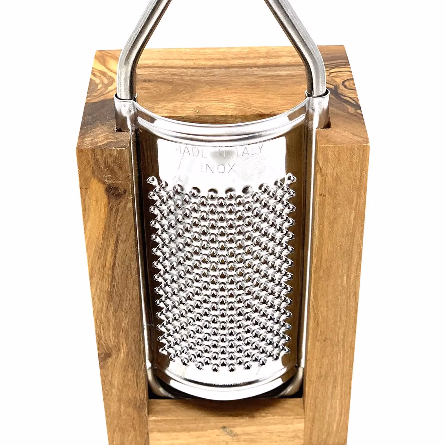 Verano Spanish Ceramics Natural Grained Olive Wood Rustic Box Grater, Diameter: 15 cm – 2