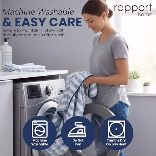 Rapport Home Santa Cruz Striped Bath Sheets 2 Pack, Blue and White, 100% Cotton, 500GSM, W: 90 cm, H: 140 cm – 5