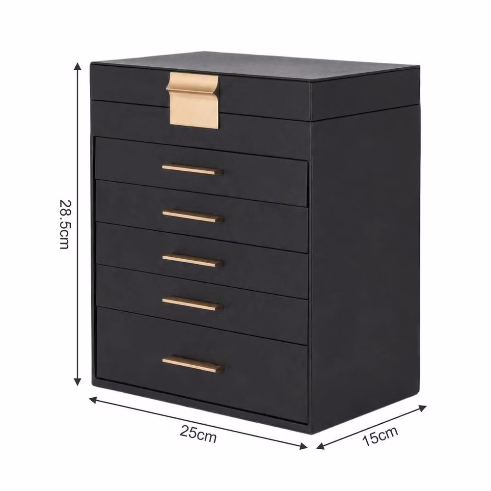 Kelvenix Black Jewellery Storage Box with 5 Drawers – 2