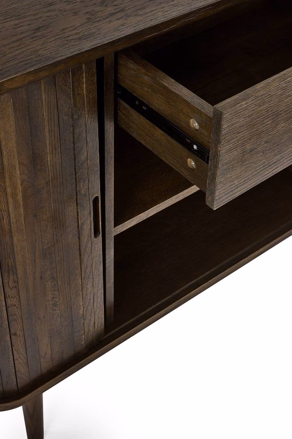 Julian Bowen Arya Mid Century Style Wide Sideboard with Sliding Door Storage in Brown – 6