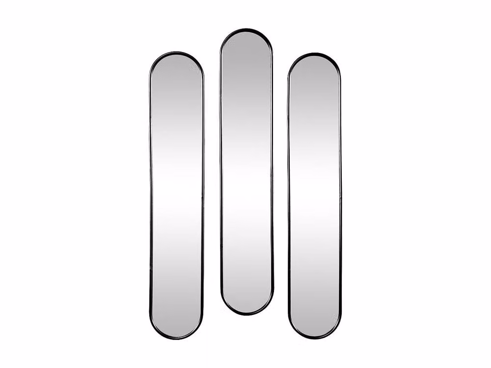 Vente-unique JAYLEN Set of 3 Oval Metal Wall Mirrors in Black, W: 23 cm, H: 120 cm – 2