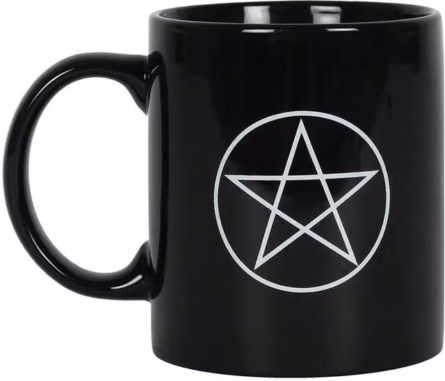 Something Different Black Geometric Pentagram Bone China Mug – 1