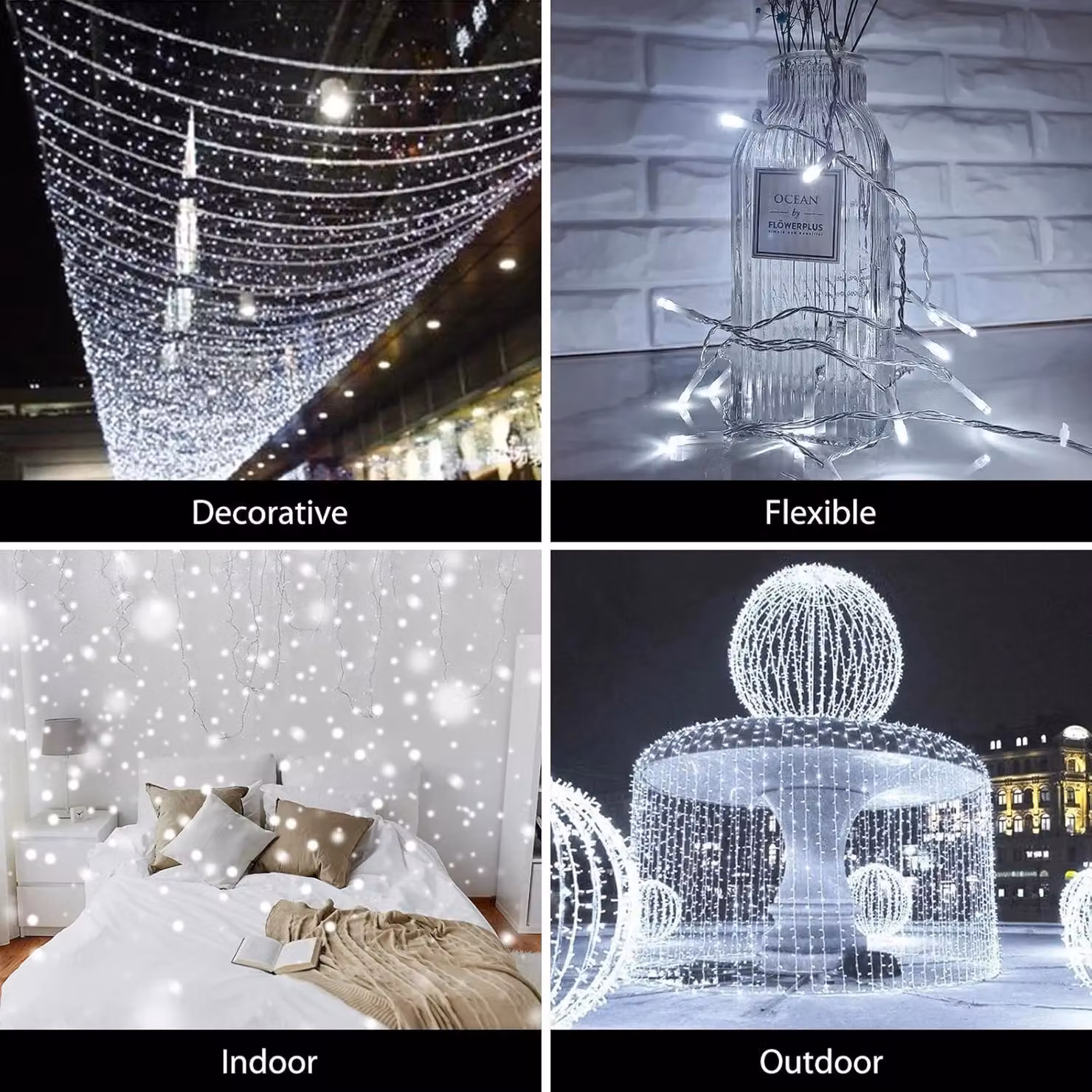 Shatchi 400 LED Cool White Waterproof Outdoor String Fairy Lights with Multifunction Timer – 5