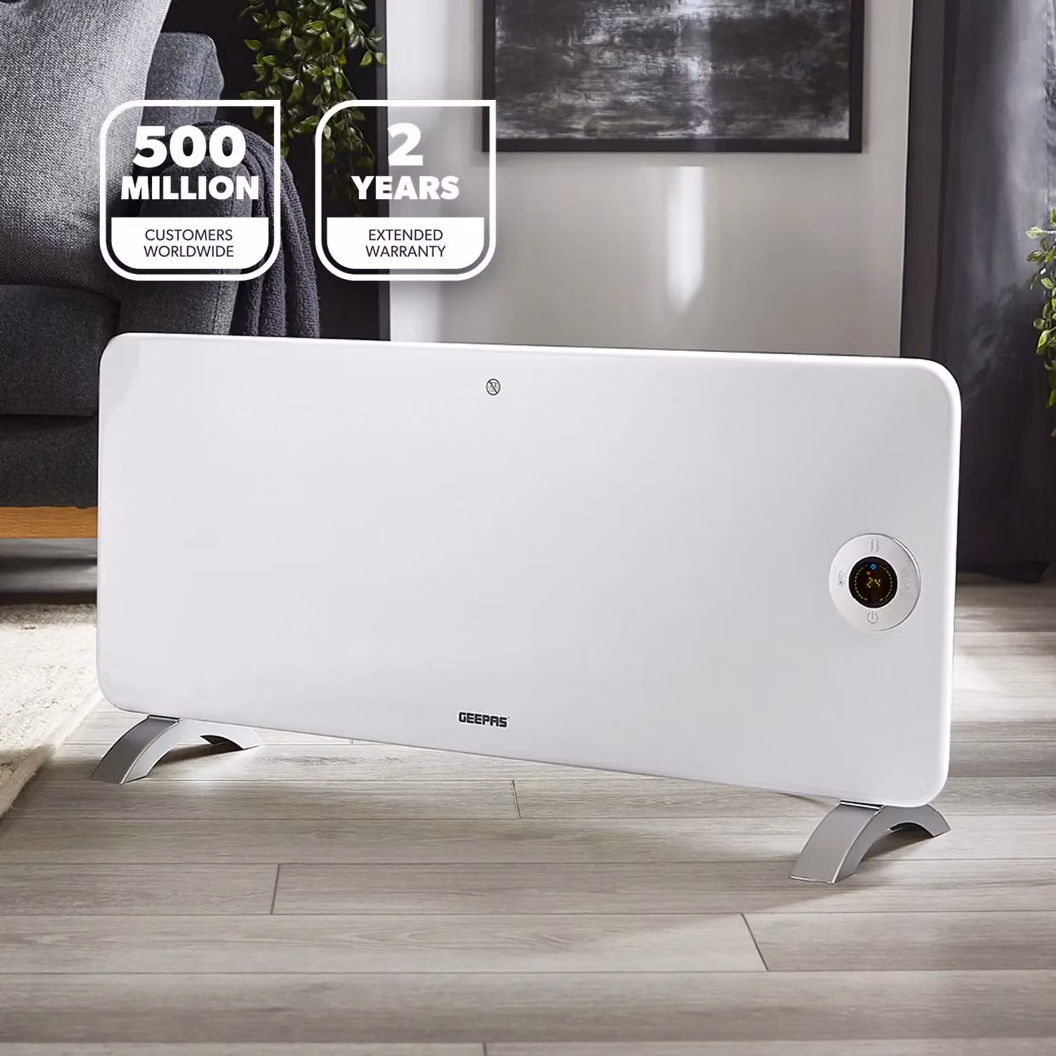 Geepas 2000W Smart Convector Panel Heater with WiFi, App Control and Thermostat, White – 2