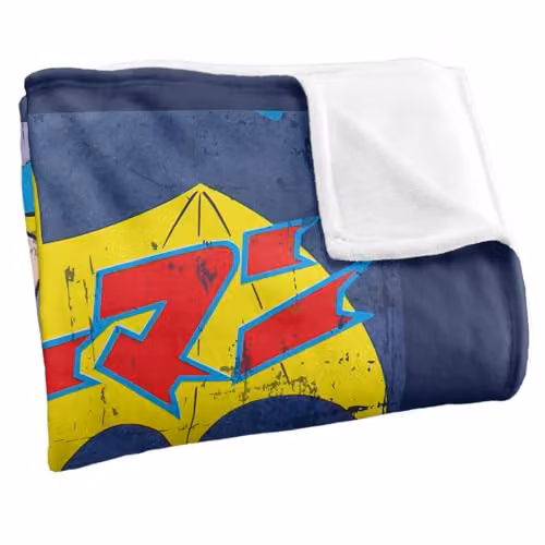 Warner Bros. Batman and Robin Kanji Large Eyes Super Soft Fleece Throw Blanket, Multicolour, W: 152 cm, D: 127 cm – 2