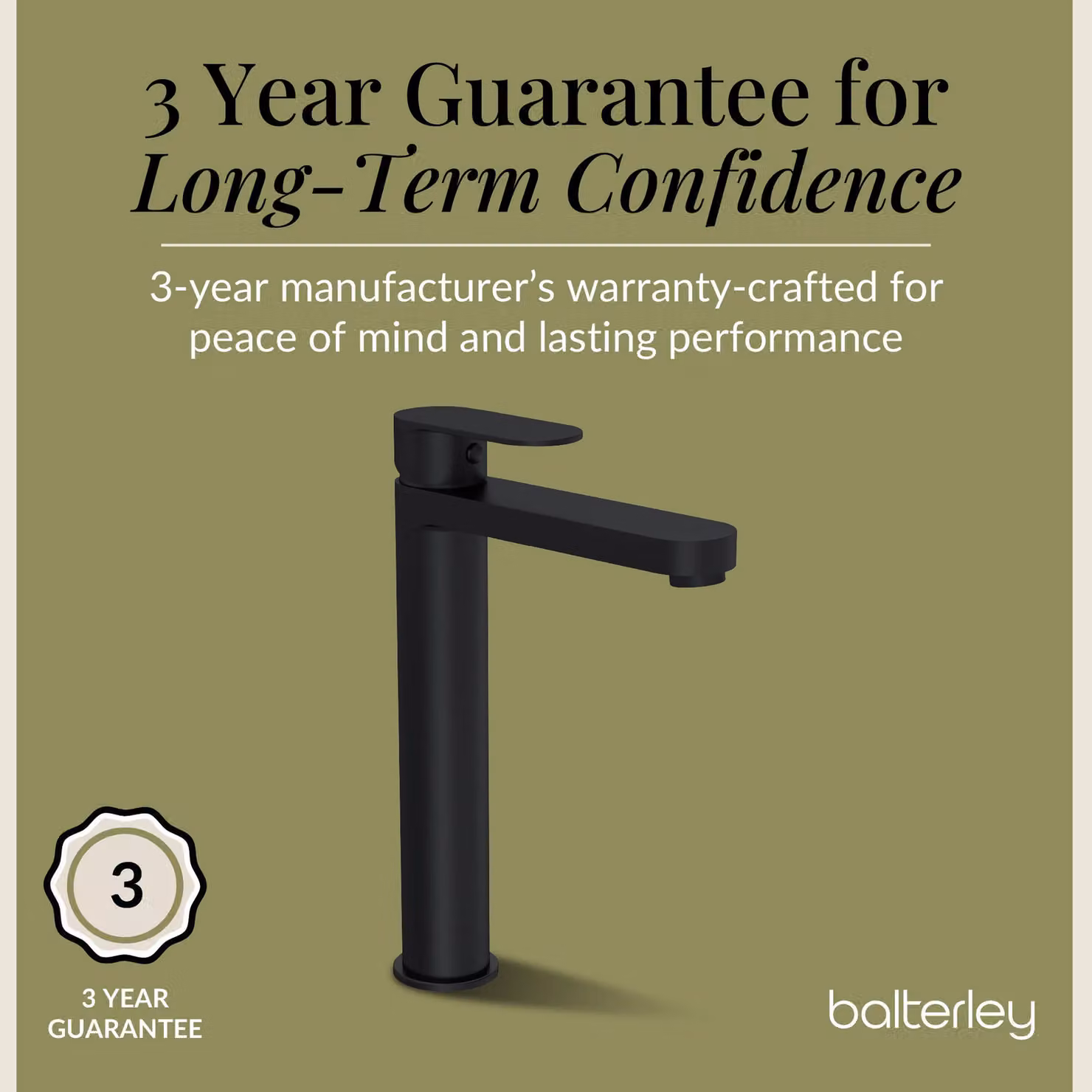 Balterley Cascade Round Tall Mono Basin Mixer Tap in Matt Black – 3