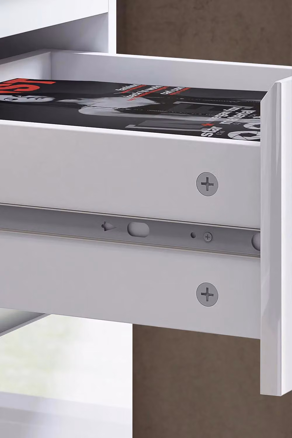 FWStyle Glossy 4 Drawer Tall Slim Chest of Drawers in White – 3