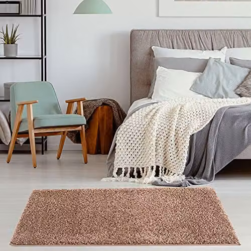 THE RUGS Beige Plain Shaggy High Pile Rug, W/D: 60 x 110 cm – 3