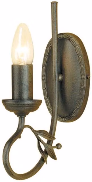 Netlighting Olivia Single Light Indoor Candle Wall Light in Black and Gold/Brass with E14 Socket