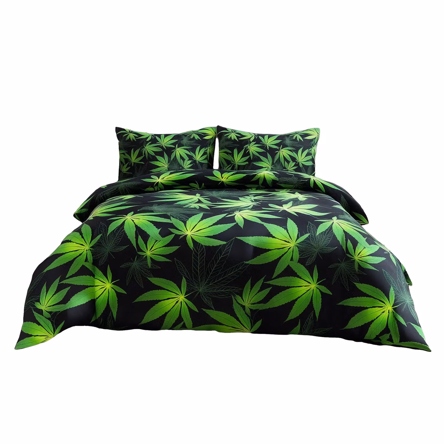 Home Sweet Home UK Polycotton Duvet Cover and Pillowcase Set with Cannabis Graphic Design in Black and White, W/D/H: 240 x 220 x 220 cm – 2