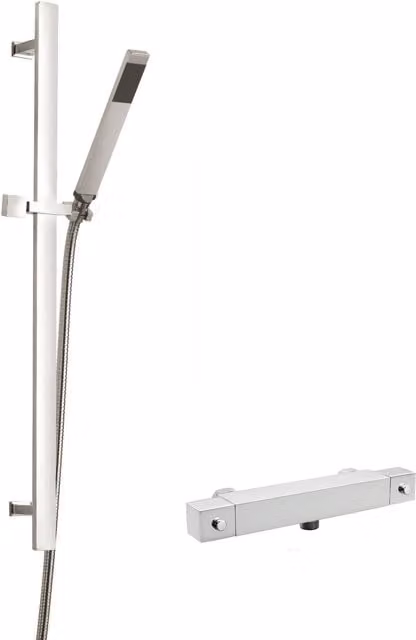 Balterley Square Bar Valve Sheer Slide Rail Shower Kit in Chrome Silver