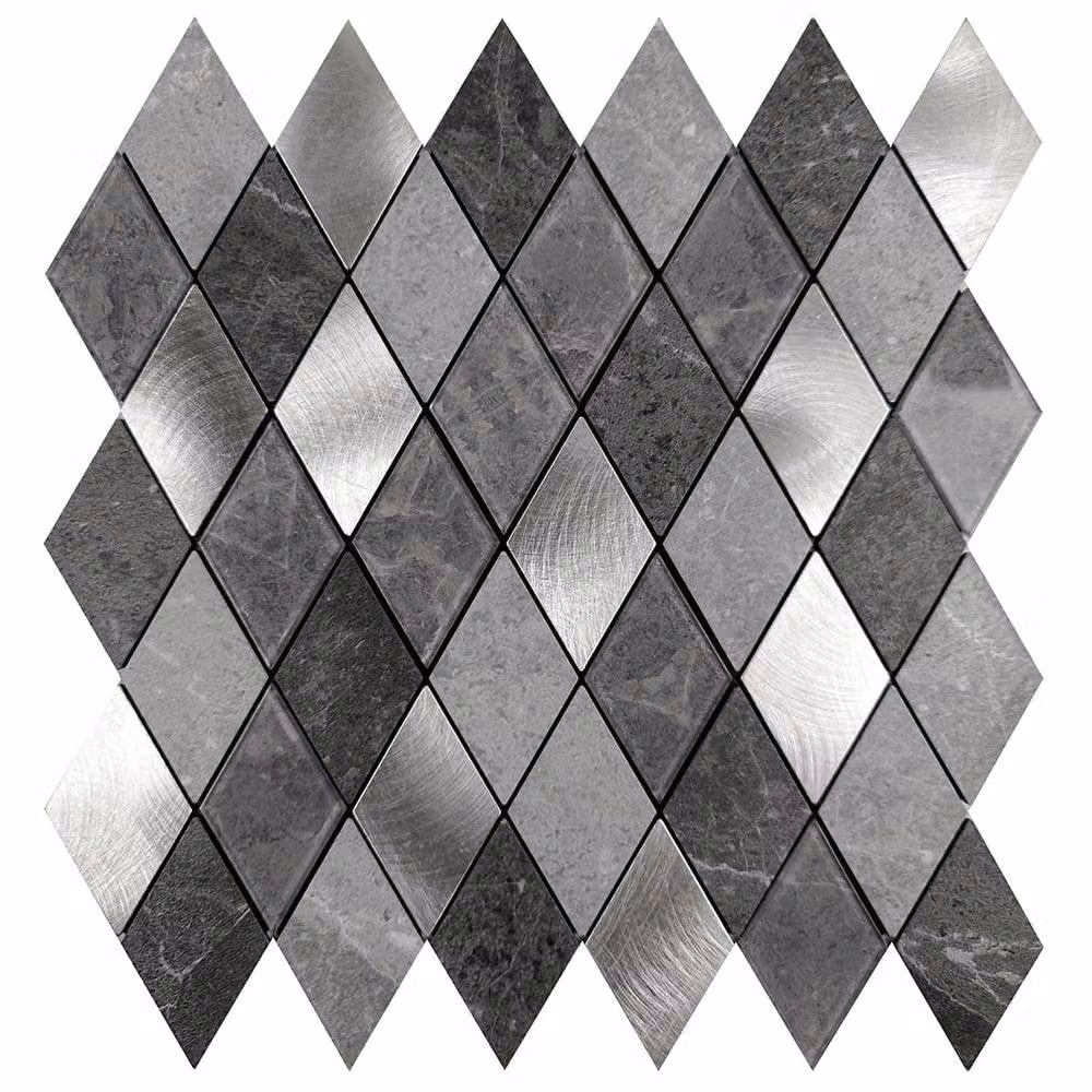 ENER-J Silver Slate Diamond Peel & Stick Aluminium Wall Tiles, 4 Pack, W/D/H: 29.5 x 29.5 x 0.35 cm – 2