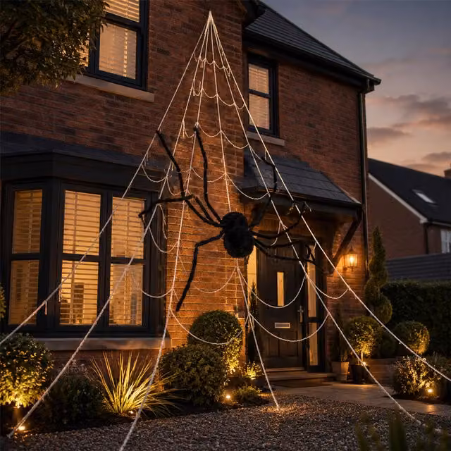 Samuel Alexander 5m Black Outdoor Mega Spider Web with Black Spider Halloween Decoration – 1
