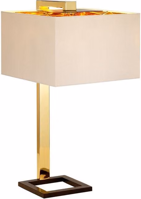 Loops Modern Table Lamp with Beige Fabric Shade and Gold/Brass Metal Base