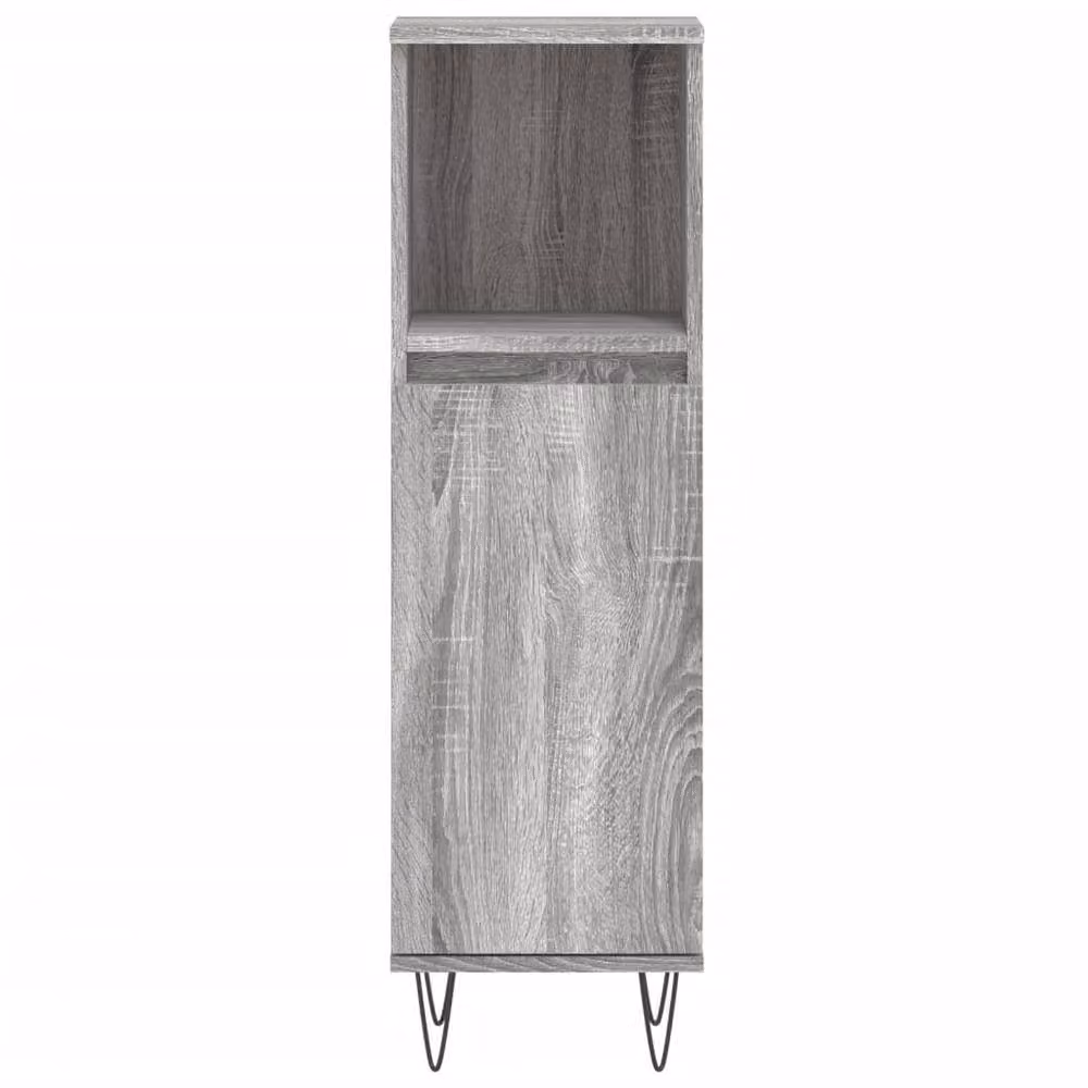 Berkfield Home Modern 3 Piece Grey Bathroom Furniture Set including Tall Cabinet, Side Cabinet and Vanity Unit – 3
