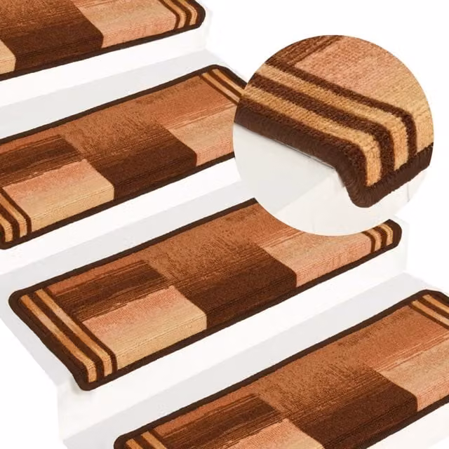 Berkfield Home Self-adhesive Stair Mats, 5 Pack, Brown, W/D/H: 65 x 21 x 4 cm