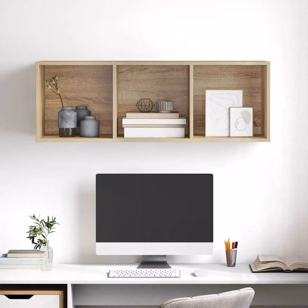 Berkfield Home Practical Wall-mounted TV Cabinet in Sonoma Oak, Light Brown, W/D/H: 37 x 37 x 107 cm – 2