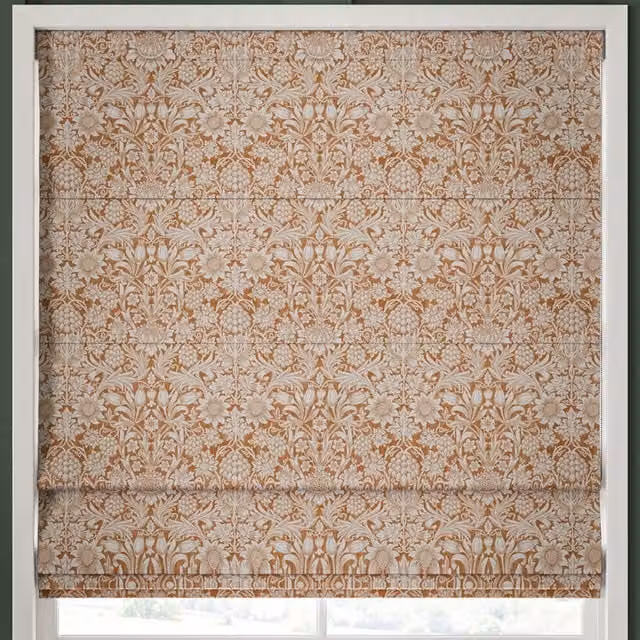 William Morris At Home Sunflower Made to Measure Blackout Roman Blind in Madder Orange Floral Pattern