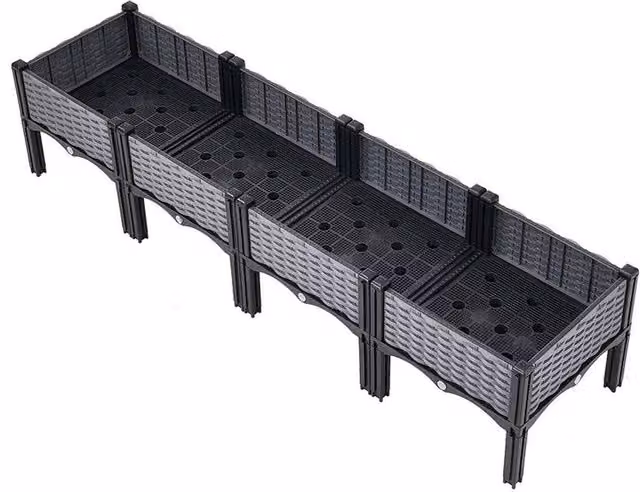 NESTLUNE Grey Garden Bed Planter Tub, W: 160 cm, D: 40 cm, H: 36 cm – 1
