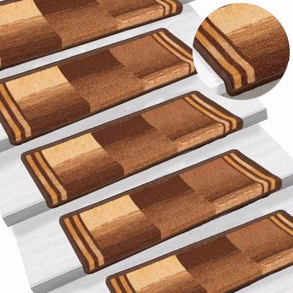 Berkfield Home Self-adhesive Stair Mats, 5 Pack, Brown, W: 65 cm, D: 21 cm, H: 4 cm – 2